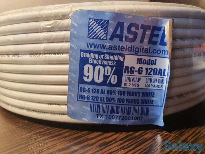 Кабель телевизионный для телевидения провод шнур RG-6, 92 метра 90%, фотография 3