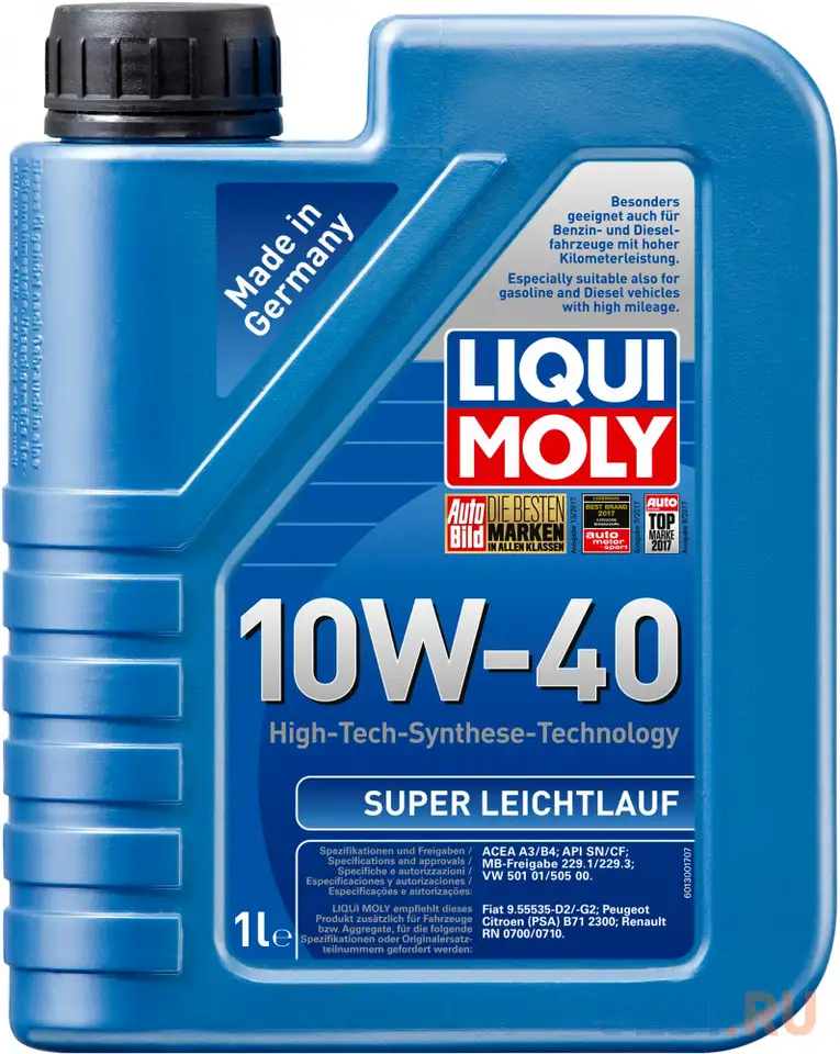 Нс-синтетическое моторное масло liquimoly super leichtlauf 10w40 1 л 1928, фотография 1