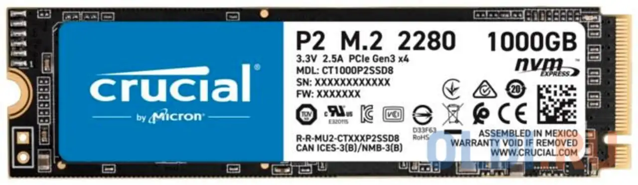 Твердотельный накопитель ssd m.2 1 tb crucial ct1000p2ssd8 read 1800mb/s write, фотография 1