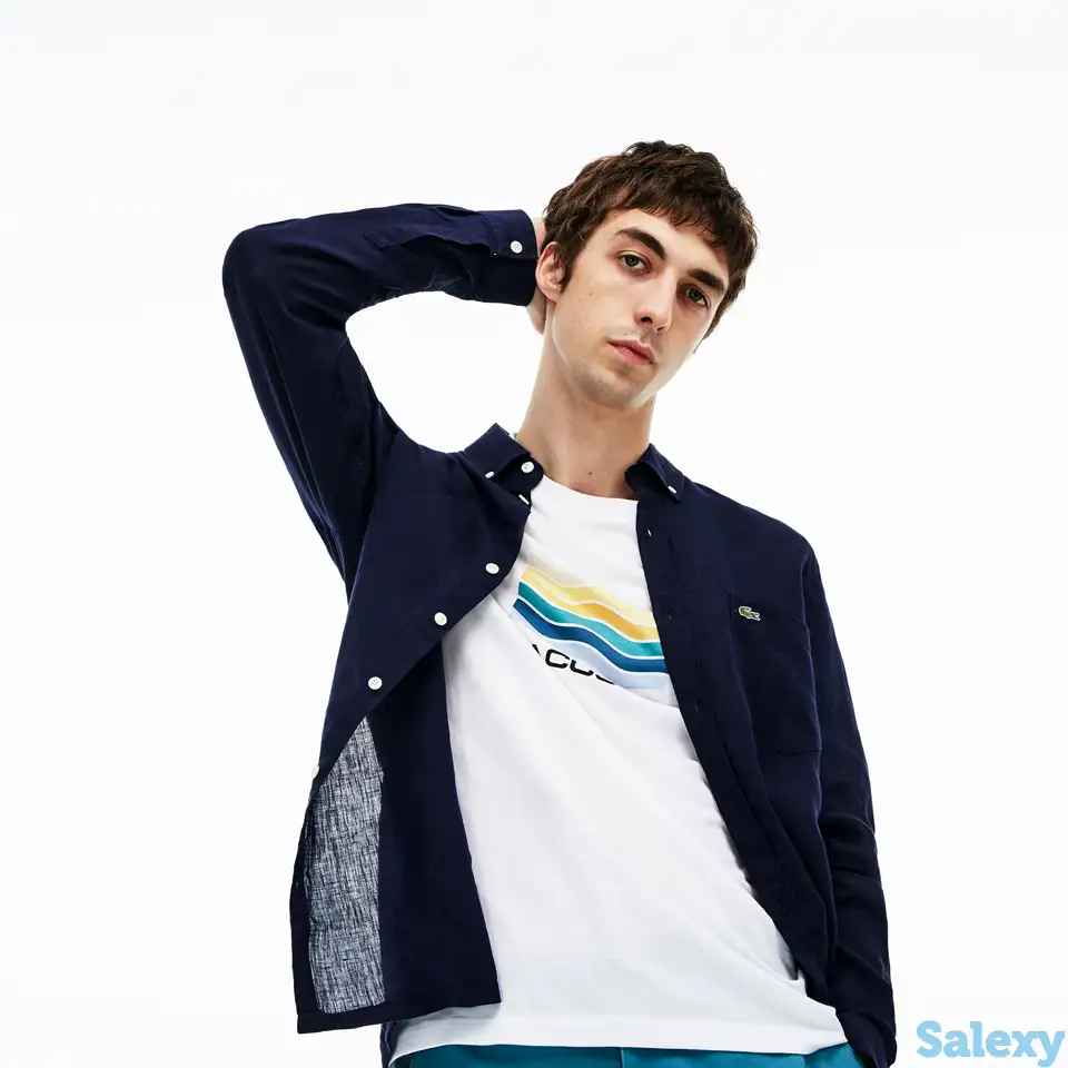 Мужская льнаная рубашка lacoste regular fit, фотография 1