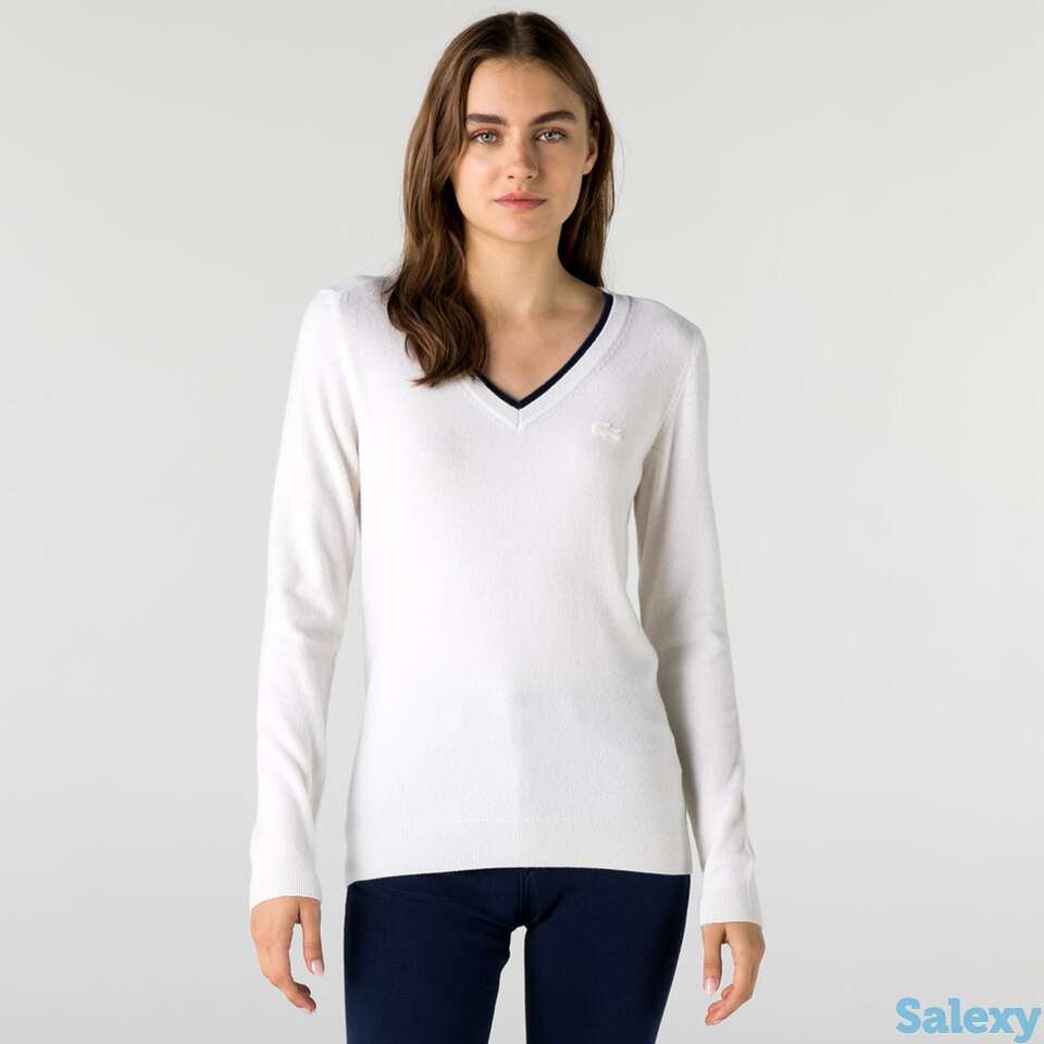 Женский свитер lacoste с v-образным вырезом из шерсти и кашемира, фотография 1