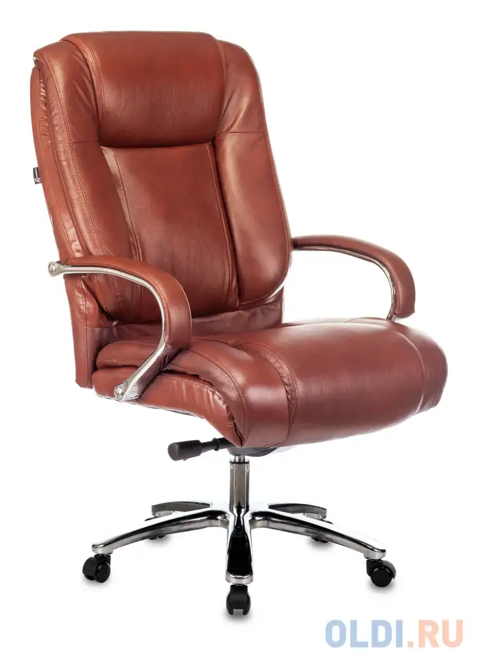 Кресло руководителя бюрократ t-9925sl светло-коричневый leather eichel кожа крестовина металл хром, фотография 1