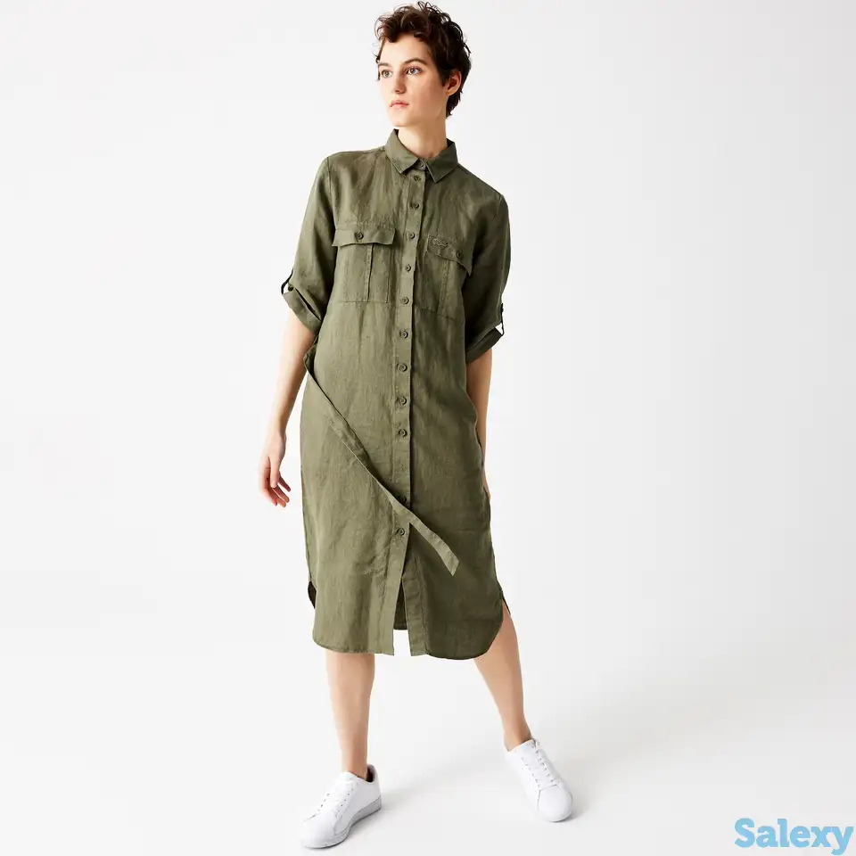 Женское платье lacoste с коротким рукавом и воротником-рубашкой, фотография 1