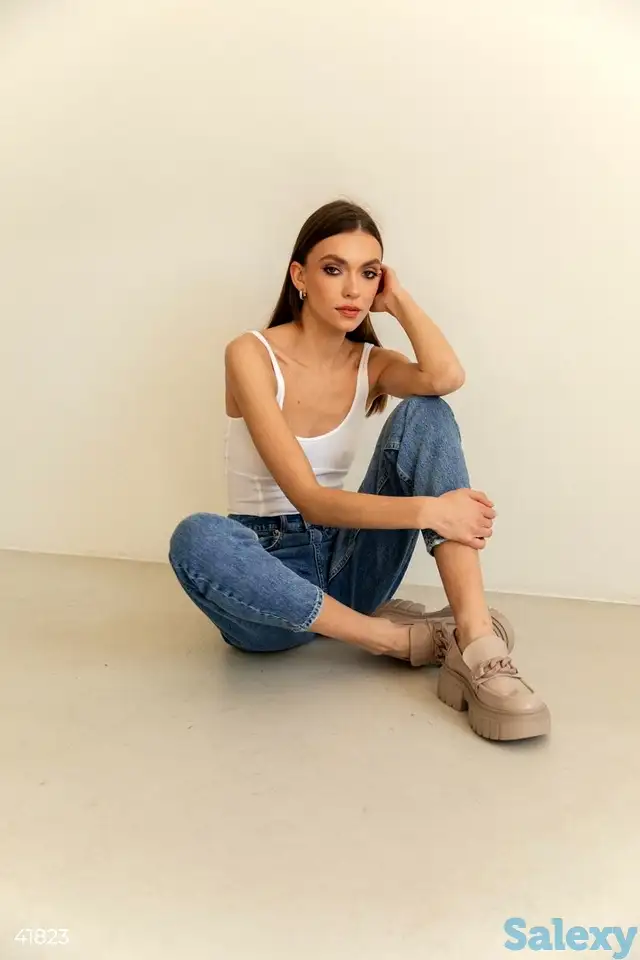 Бежевые туфли-оксфорды из натуральной кожи, фотография 1