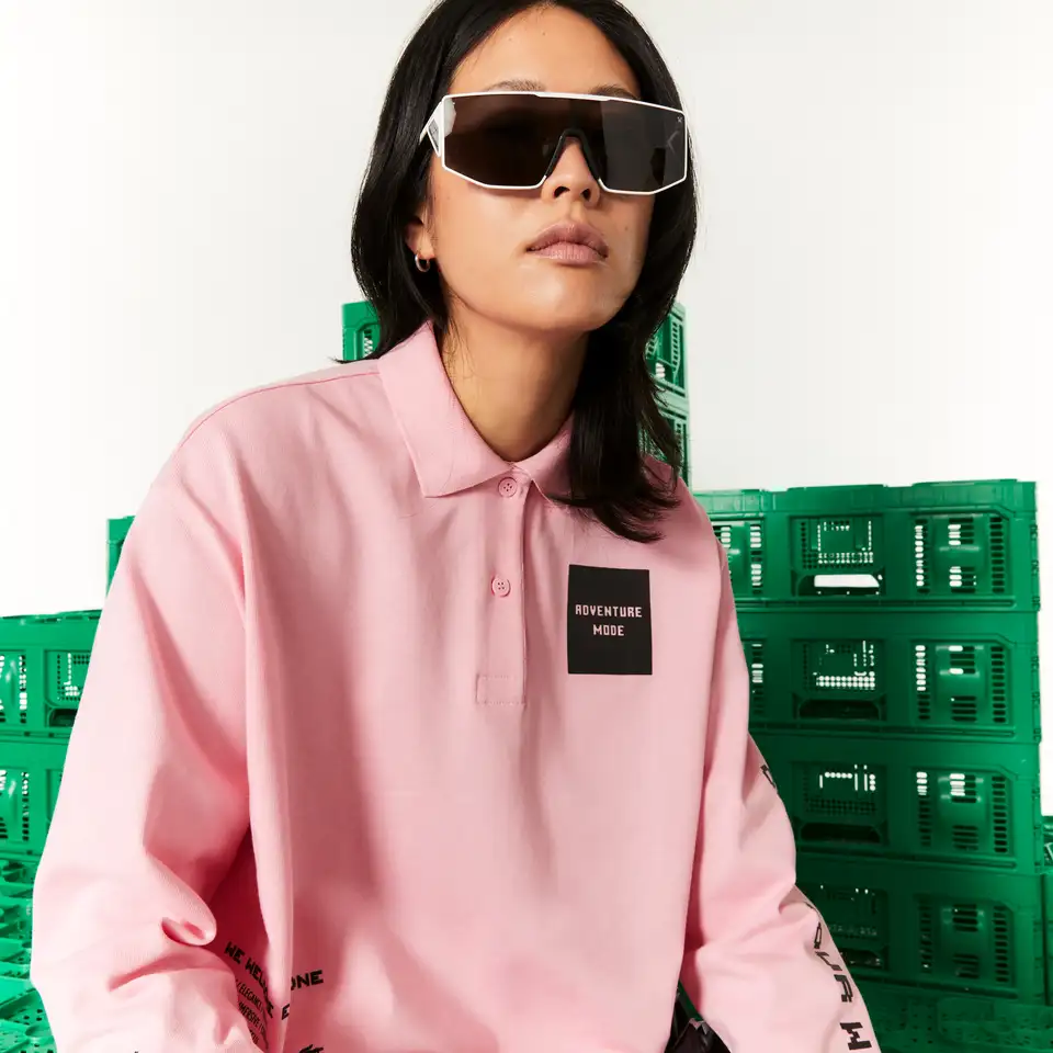 Женское поло lacoste l!ve x minecraft oversized, фотография 1