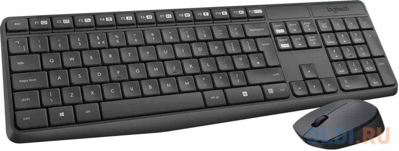 Клавиатура + мышь logitech mk235 клав:серый мышь:серый usb беспроводная multimedia (920-007931), фотография 1