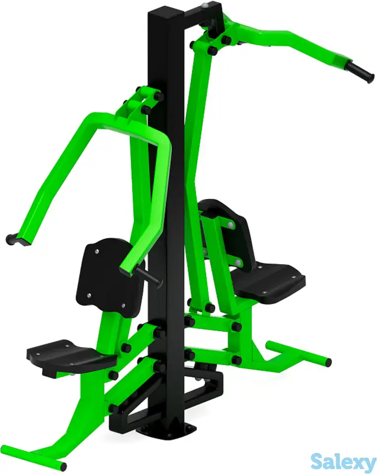 Тяга верхняя + жим от груди (зеленый) - уличный тренажер двойной, фотография 1