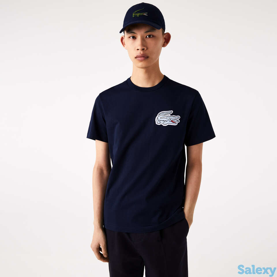 Мужская хлопковая футболка со значком под крокодила и круглым вырезом, фотография 1