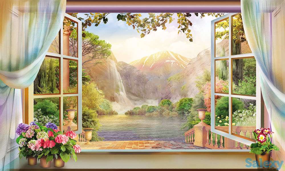 Художественная раскраска и роспись стен. Фальш : окно , камин., фотография 4