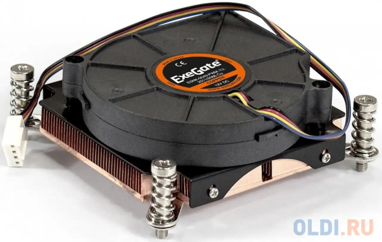 Exegate ex286161rus кулер exegate esnk-0049.pwm.1u.2011/66.cu (радиальный (улитка), медный, 1u, sock, фотография 1