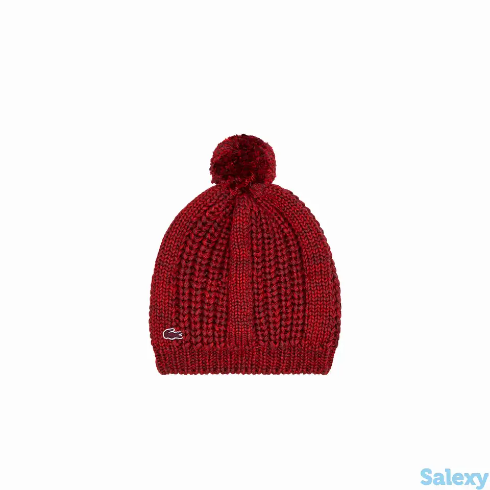 Женская вязаная шапка lacoste с помпоном unisex, фотография 1