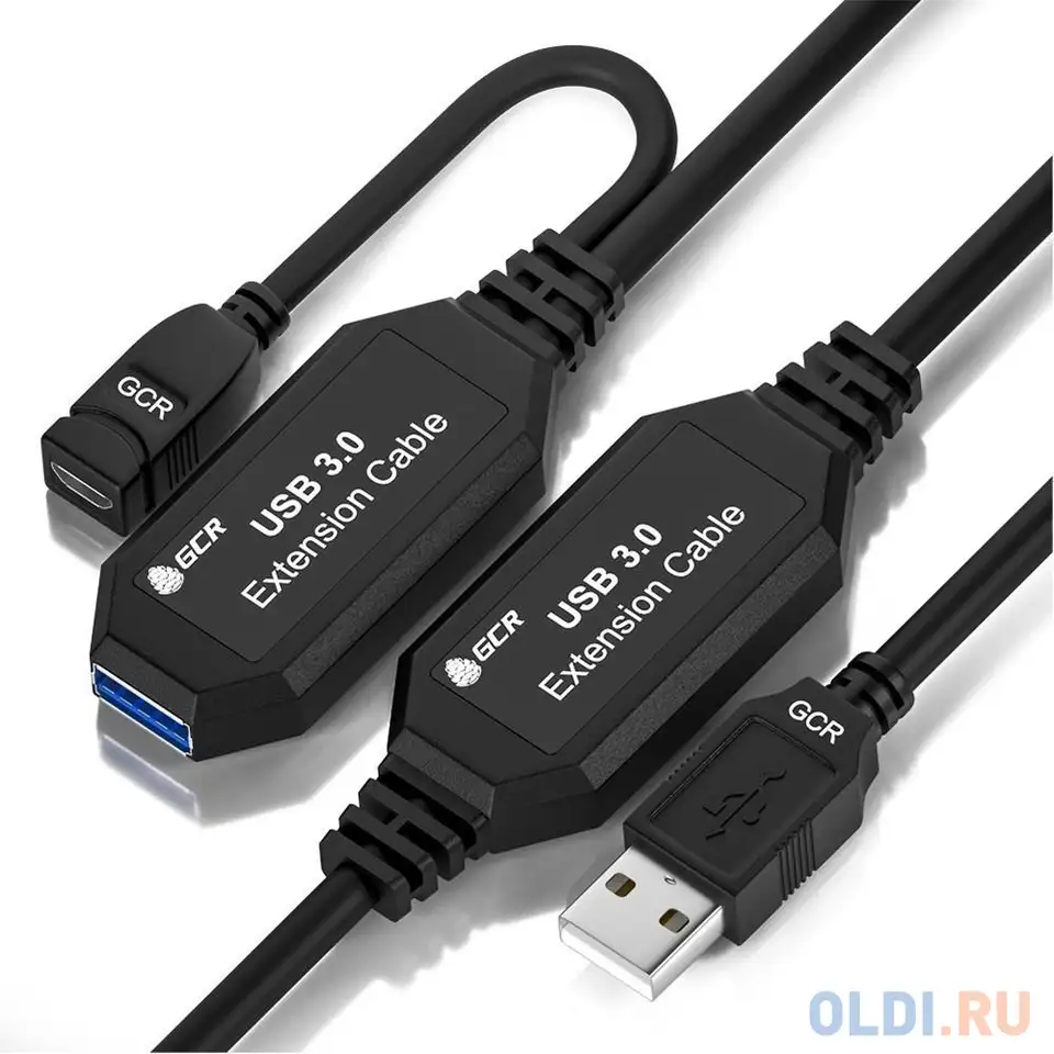 Gcr удлинитель активный 7.5m usb 3.0, am/af, черный, с усилителем сигнала,, фотография 1