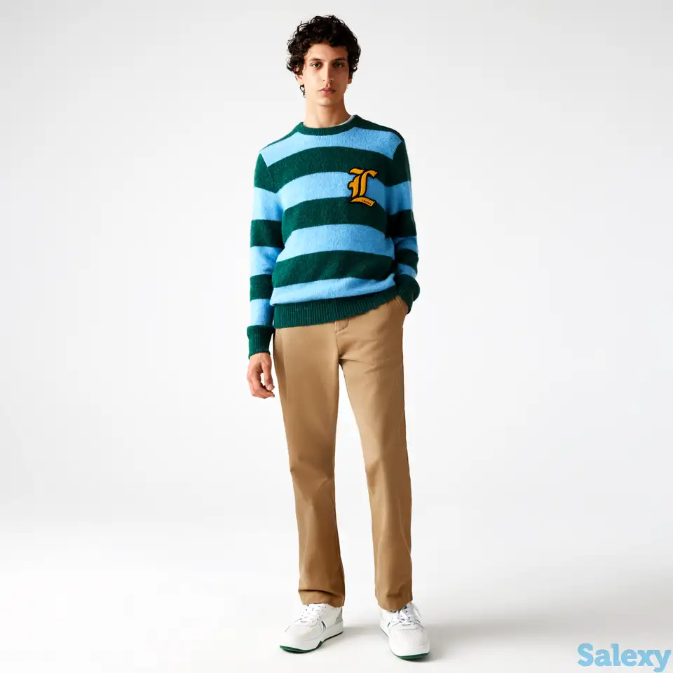 Мужские брюки чинос lacoste regular fit из однотонного хлопка, фотография 1