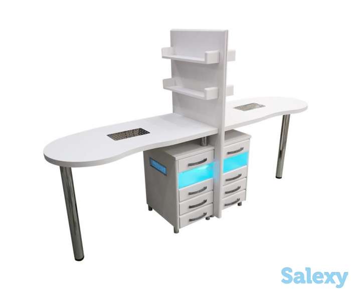 Стол для маникюра двухместный с УФ-блоками и вытяжками, фотография 3