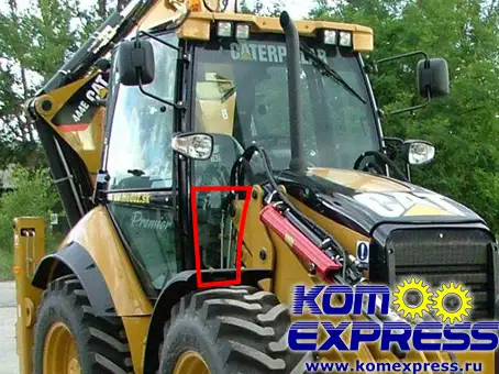 205-9606 Стекло лобовое нижнее - правое CATERPILLAR 422E  428E  432E  434E  442E  444E, фотография 1