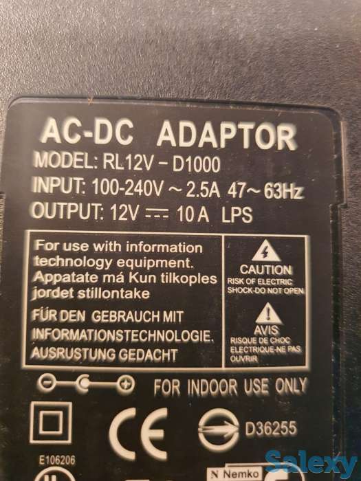 Адаптер AC-DC 12V-10A блок питания адаптор, фотография 3