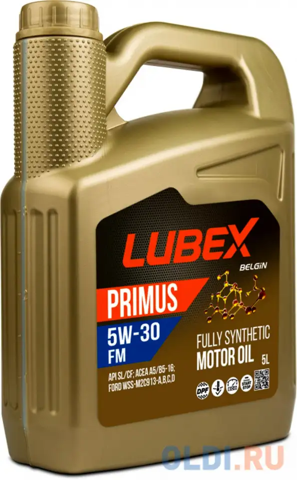 L034-1315-0405 lubex синт. мот.масло primus fm 5w-30 cf/sl a5/b5 (5л), фотография 1