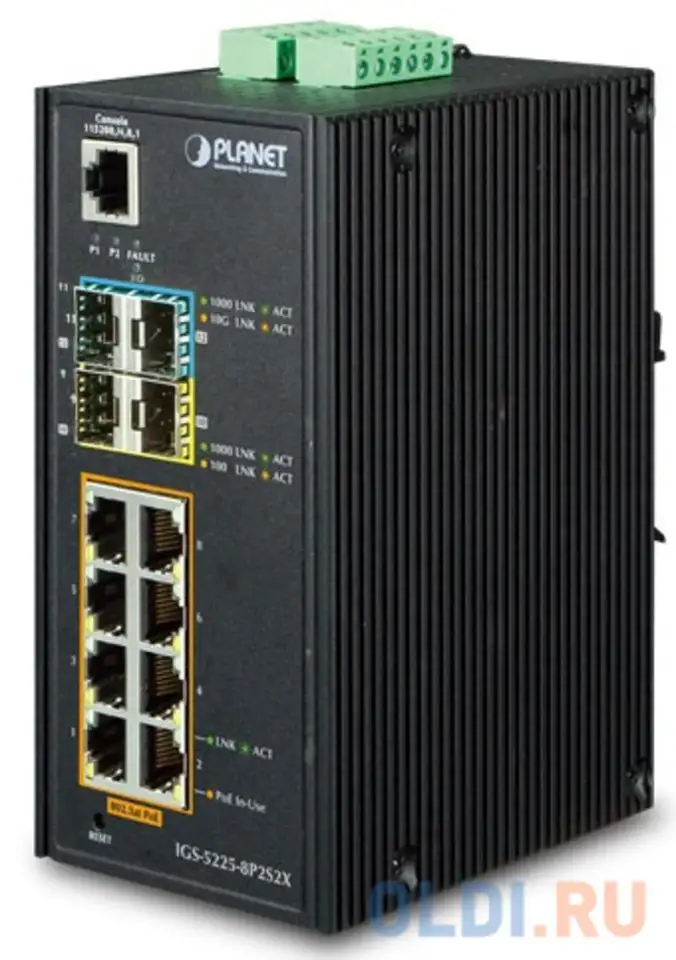 Ip30 industrial l2+/l4 8-port 1000t + 2-port 100/1000x sfp + 2-port, фотография 1