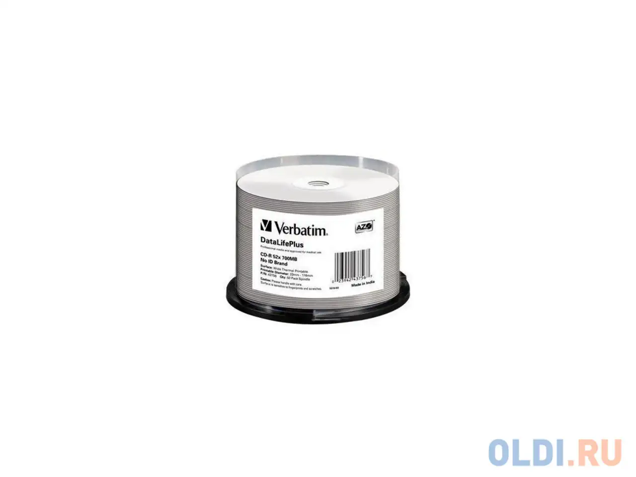 Диски cd-r verbatim 700mb 52x dl + white wide thermal printable, фотография 1