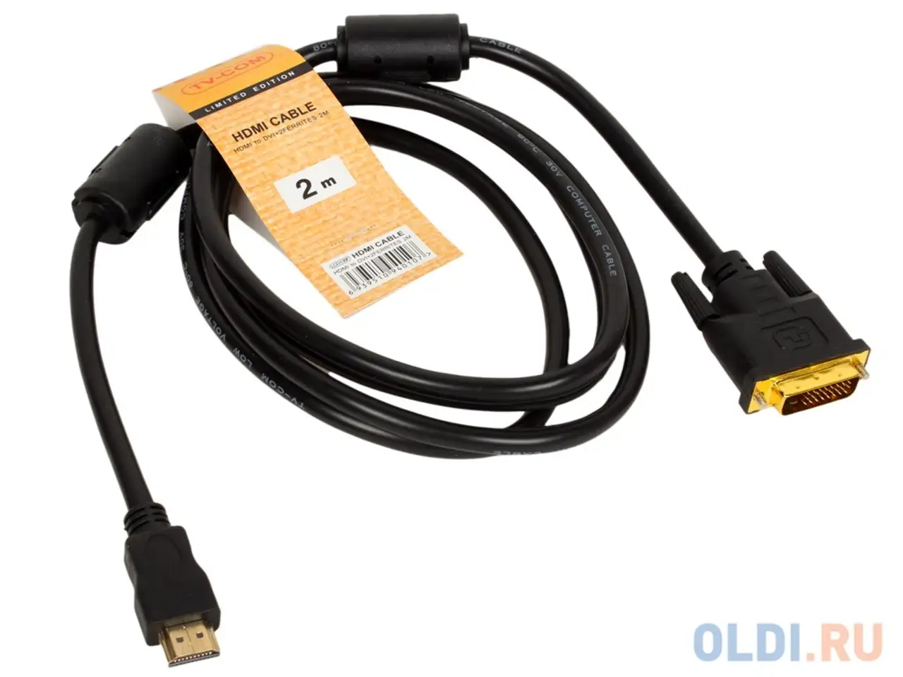 Кабель hdmi to dvi-d (19m -25m) 2м, 2 фильтра, tv-com, <lcg135f-1.8m, фотография 1
