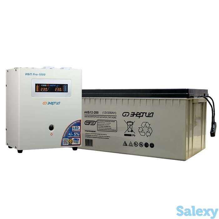 Комплект ибп инвертор энергия ибп pro 1000 + аккумулятор 200 ач, фотография 1