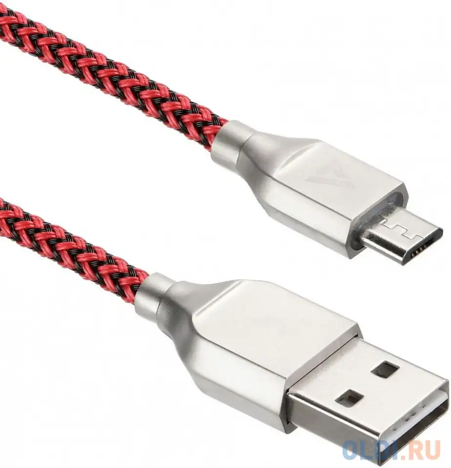 Кабель microusb 1м acd acd-u927-m1r круглый черный/красный, фотография 1