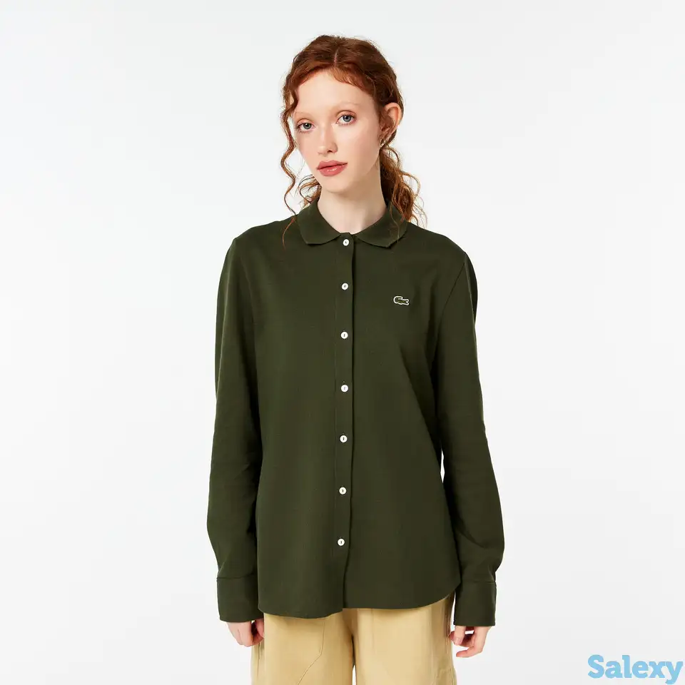 Женская рубашка-поло lacoste из мягкого хлопка стандартного кроя, фотография 1