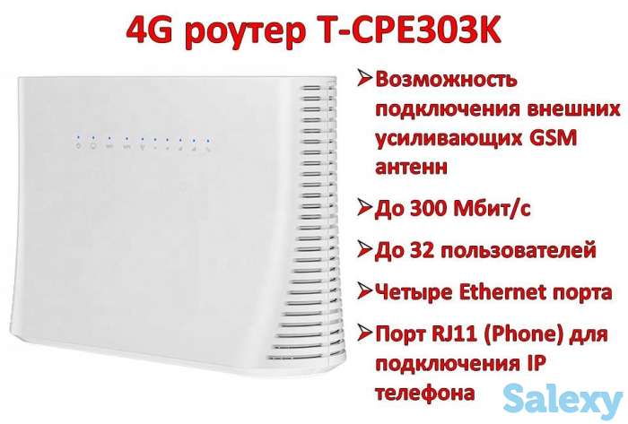 4G WIFI LAN умный роутер с поддержкой 4G сим карт, четырьмя Ethernet портами и с возможностью подключения внешних GSM, фотография 1