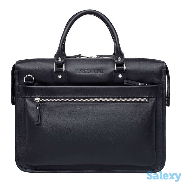 Кожаная деловая сумка для ноутбука Halston Black, фотография 1