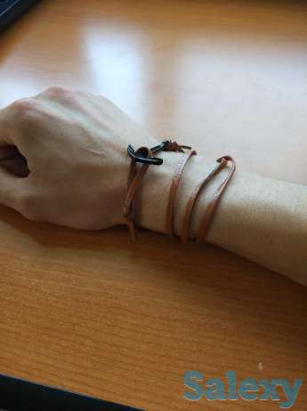 Кожаный браслет якорь мужской женский, фотография 1