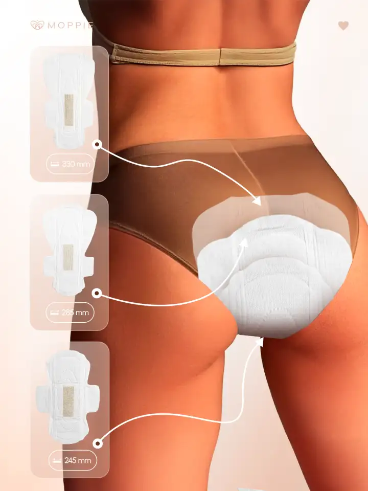 Менструальные прокладки MOPPIE HERBAL CARE, органические с профилактирующей полоской, 330мм, 5 капель, фотография 7