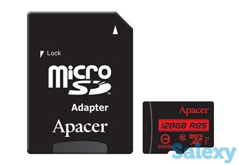 Карта памяти apacer microsdhc 128gb class 10 u5 uhs-i c адаптером (ap128gmcsx10u5-r). черный, фотография 1