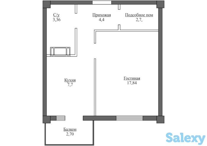 1 комн. Квартира ЖК Абсолют! 39 кв.м, фотография 1