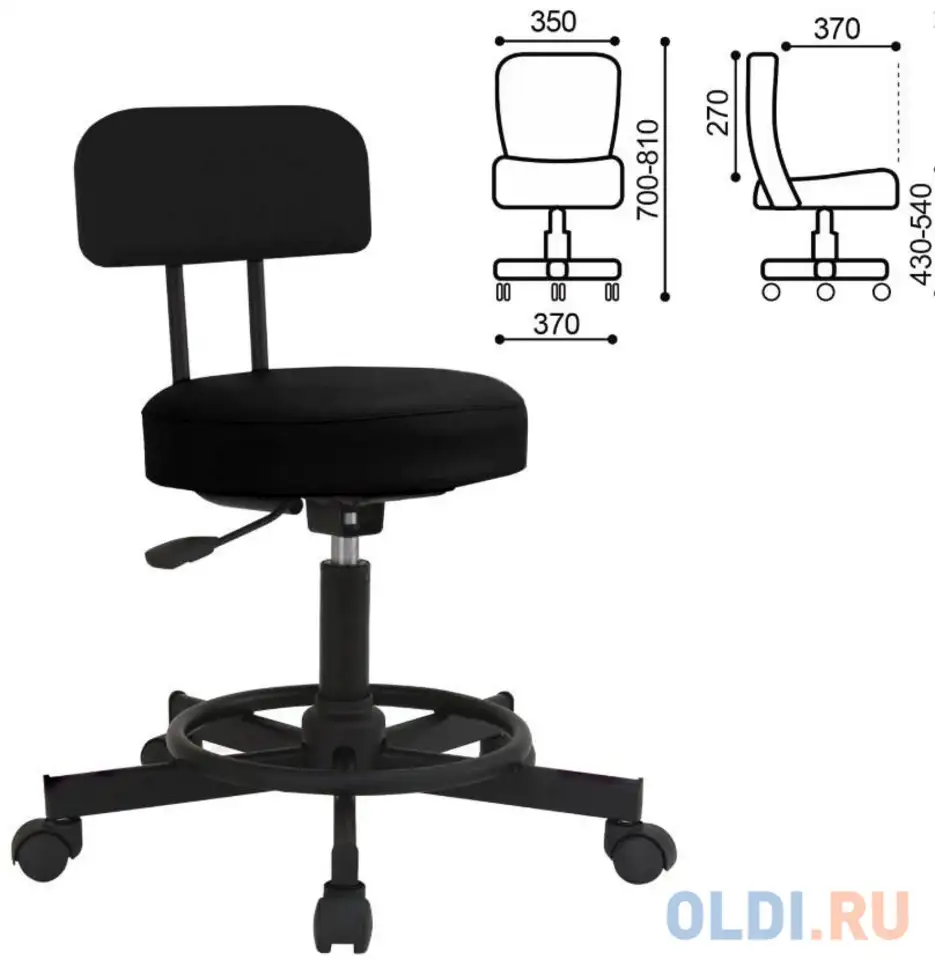 Кресло рс12, без подлокотников, кожзам, черное, рс01.00.12-201-, фотография 1