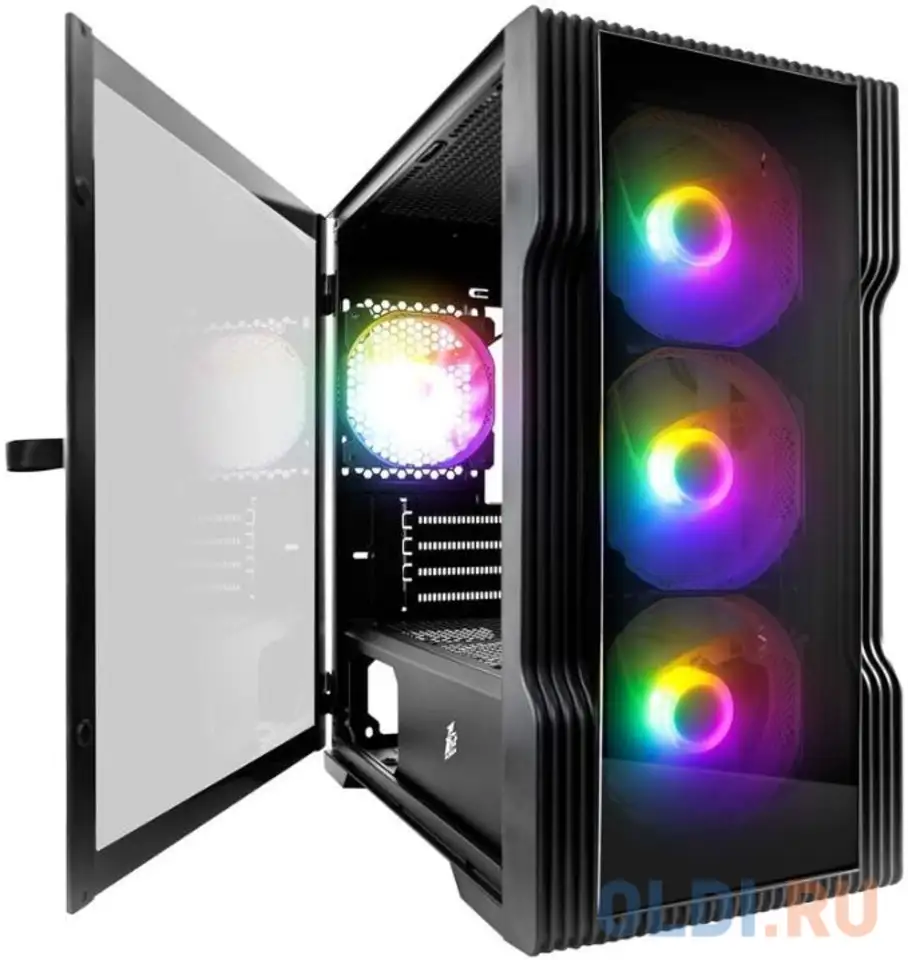 Корпус microatx 1stplayer trilobite t3-g без бп чёрный, фотография 1