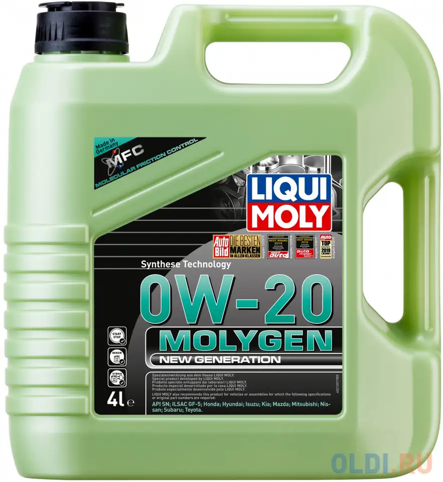 Нс-синтетическое моторное масло liquimoly molygen new generation 0w20 4 л 21357, фотография 1
