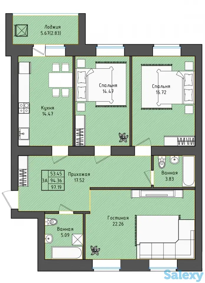 Квартира в новостройке, Жумабаева 13, фотография 1