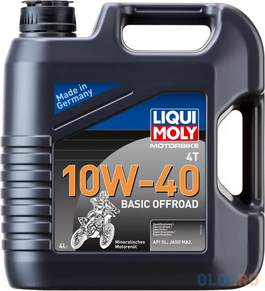 Минеральное моторное масло liquimoly motorbike 4t basic offroad 10w40 4 л, фотография 1
