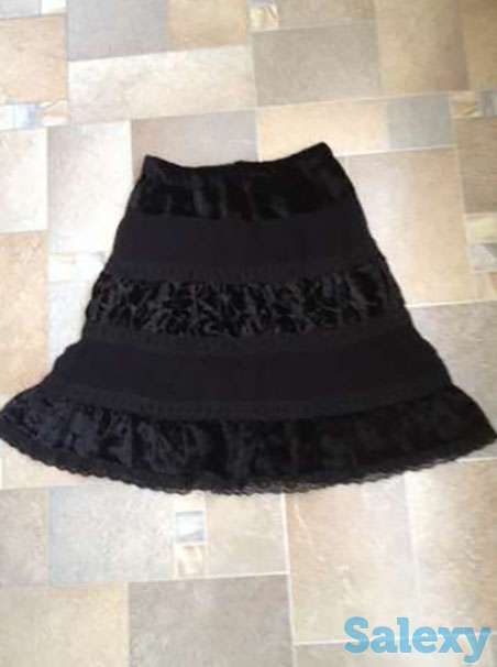 Юбка черная нат хлопок велюр в школу, фотография 1