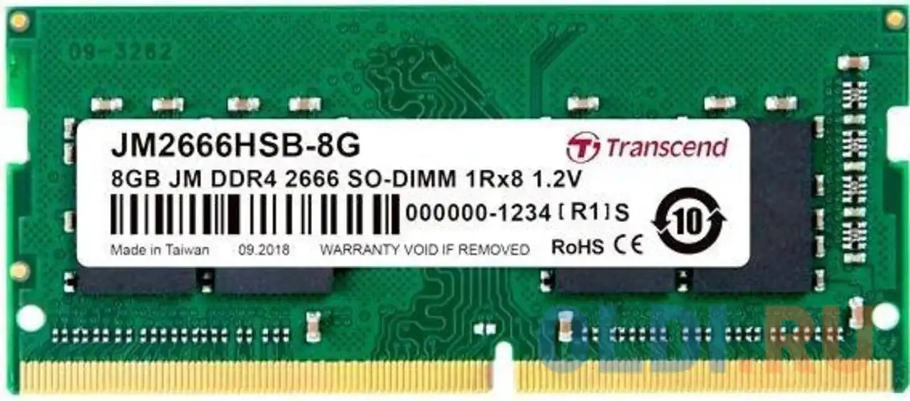 Оперативная память для ноутбука transcend jm2666hsb-8g so-dimm 8gb ddr4 2666mhz, фотография 1