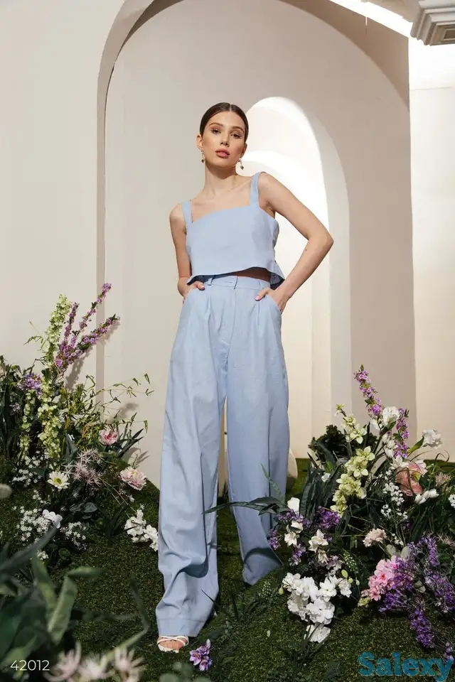 Голубые льняные брюки, фотография 1