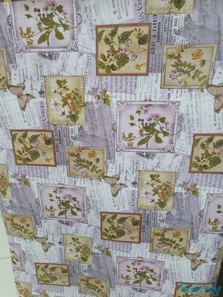 Сиреневая скатерть клеенка в стиле винтаж поле бабочки, качество, фотография 8