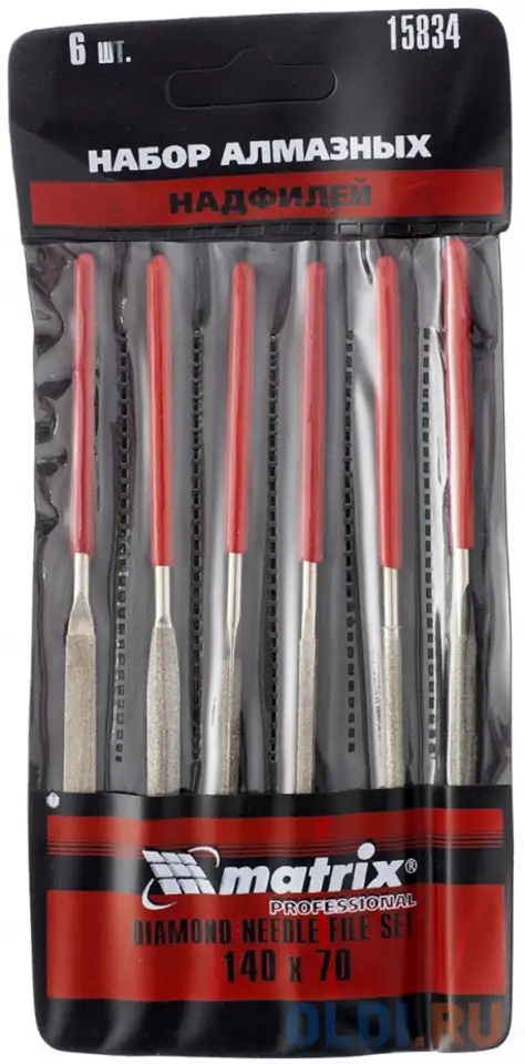 Набор надфилей matrix 15834  алмазных 140х70х3 6шт master, фотография 1