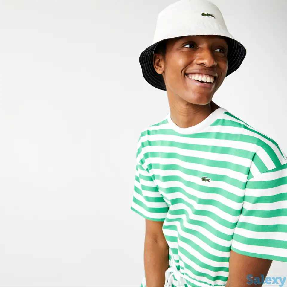 Женское длинное приталенное хлопковое платье-футболка lacoste, фотография 1