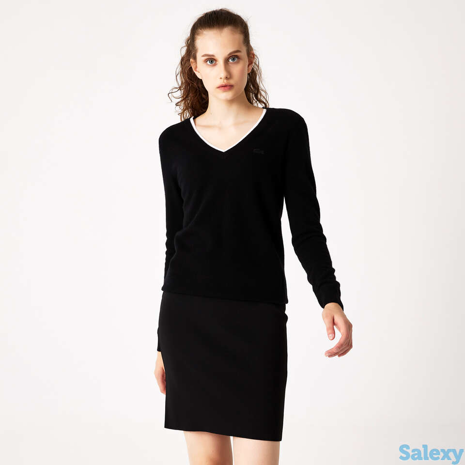 Женский свитер lacoste с v-образным вырезом из шерсти и кашемира, фотография 1