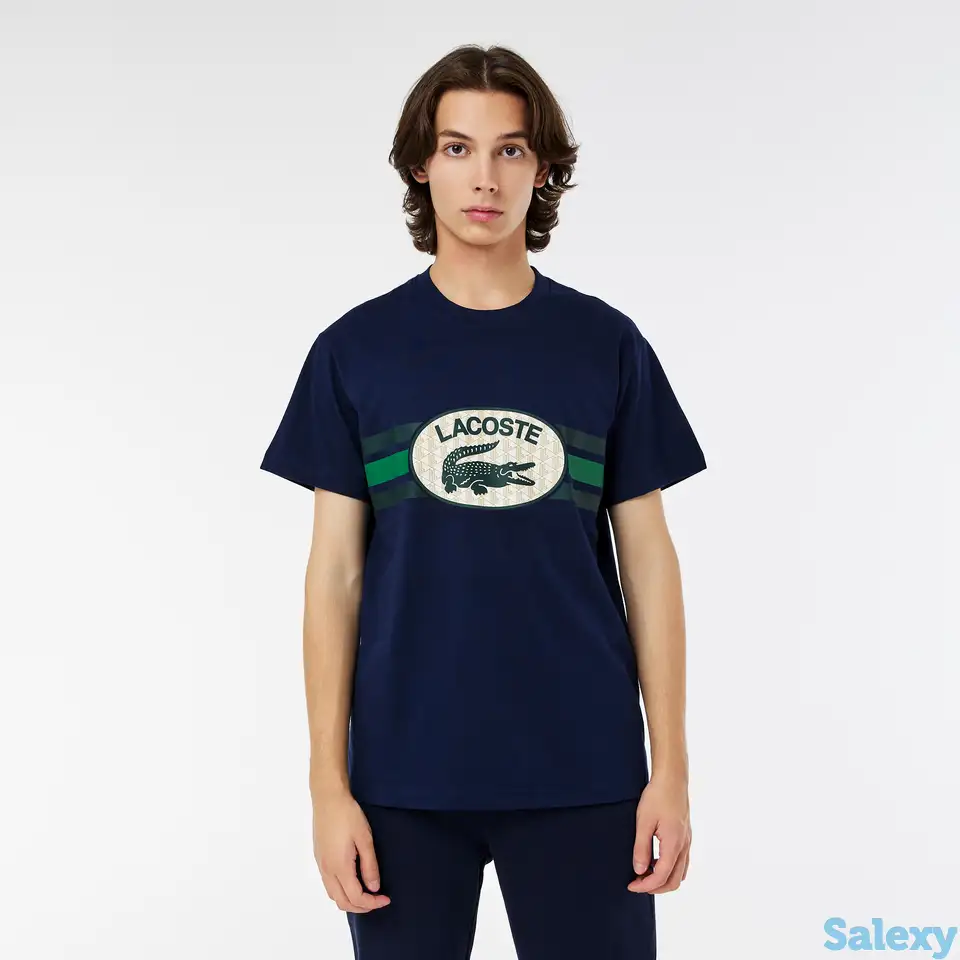 Мужская футболка lacoste regular fit с принтом, фотография 1