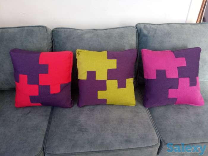 Комплект из 3х подушек пэчворк, ручная работа, фотография 2