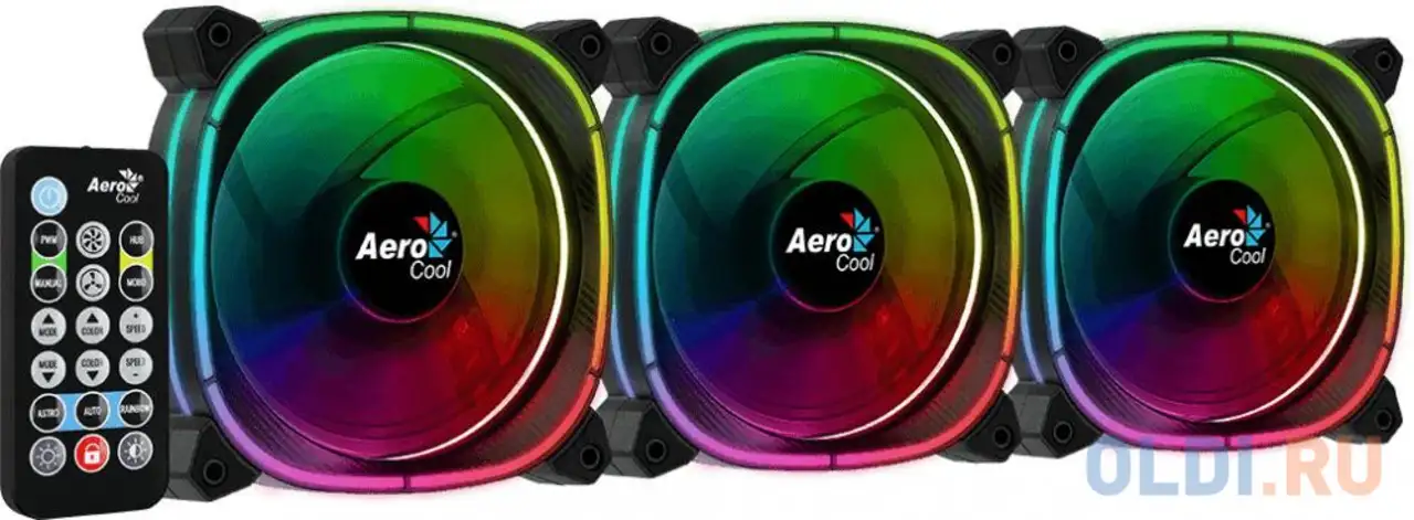Вентилятор aerocool astro 12 pro (3x120мм, 17.5db, 1000rpm, 6 pin, подсветка+, фотография 1