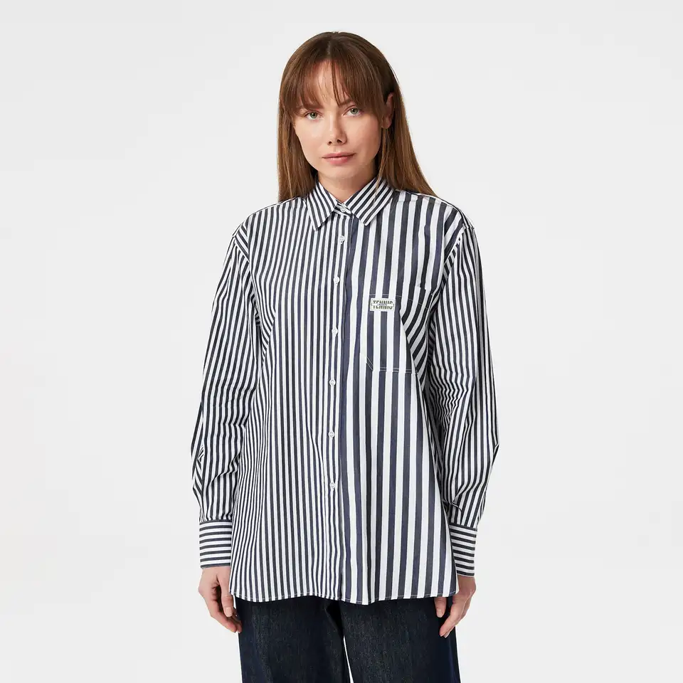 Женская рубашка lacoste x bandier из хлопкового поплина в полоску, фотография 1