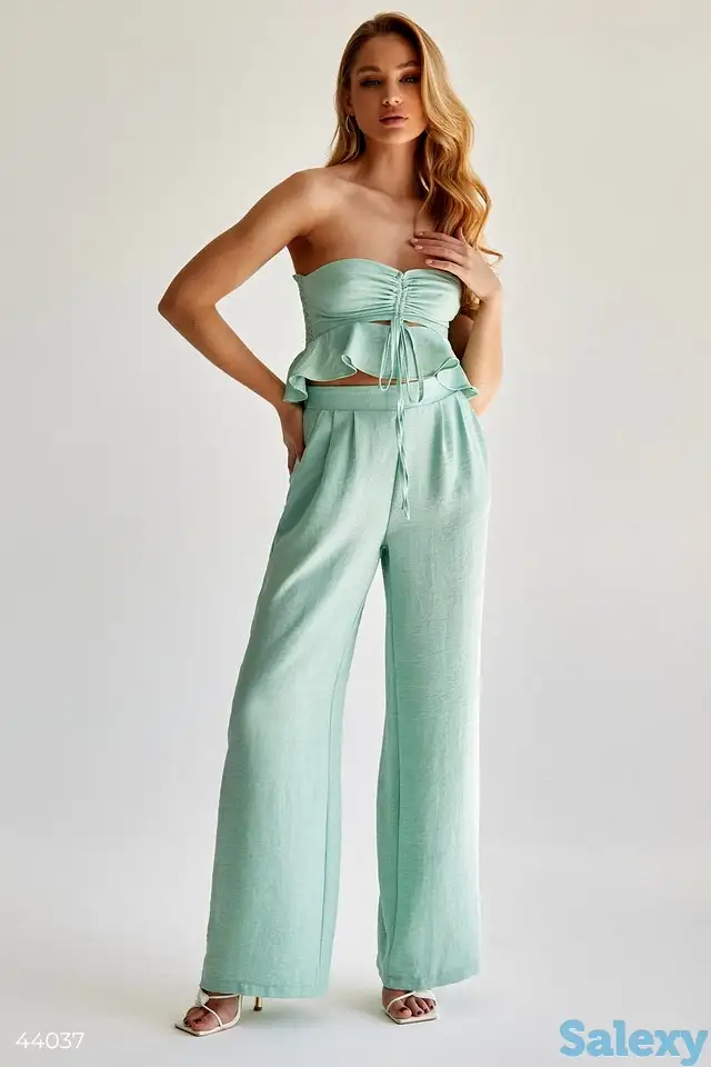 Мятные брюки свободного кроя, фотография 1